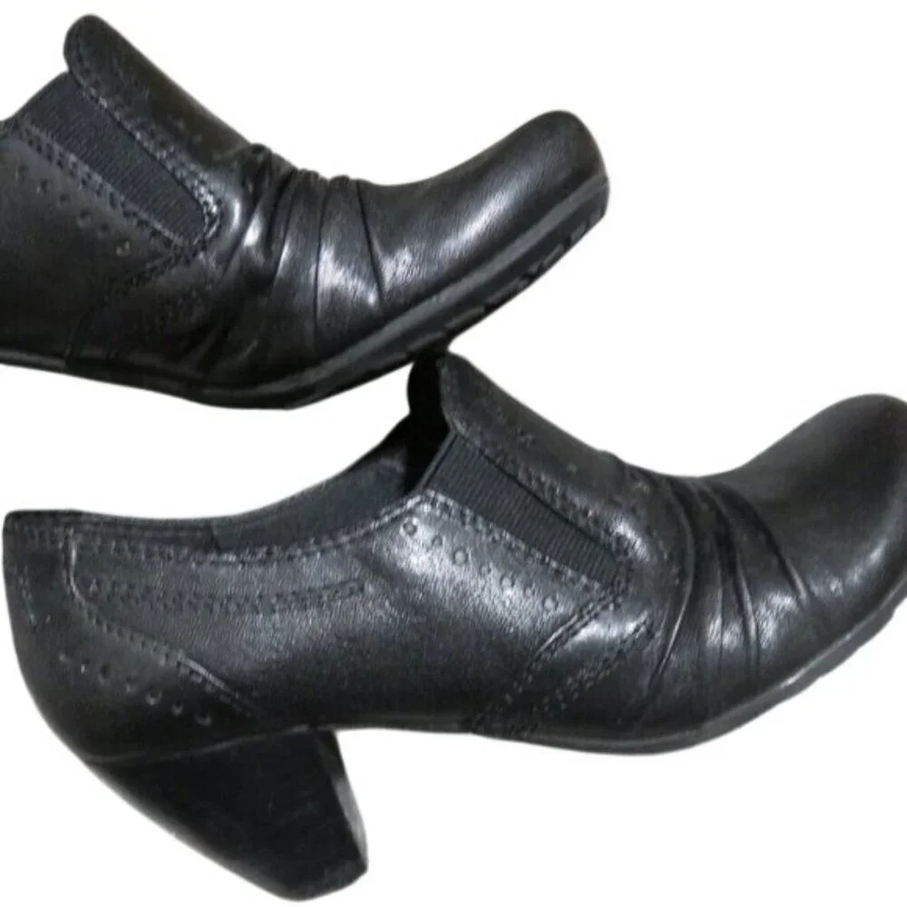 Bare traps Classic Black Quality Ruched leather stacked heel ankle boots